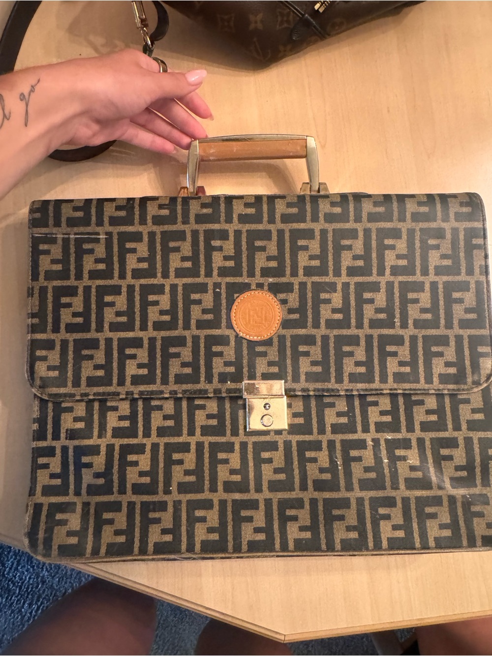Vintage Fendi Unisex Briefcase Bag in Brown/Black - Picture 2 of 10